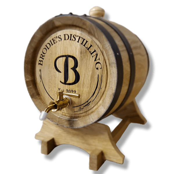 5L American Oak Barrel with brass tap and customised etching